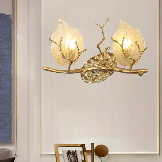 Wall – 2-Light Copper Leaves Lamp with Tree Branch Base