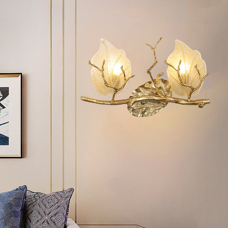 Wall – 2-Light Copper Leaves Lamp with Tree Branch Base