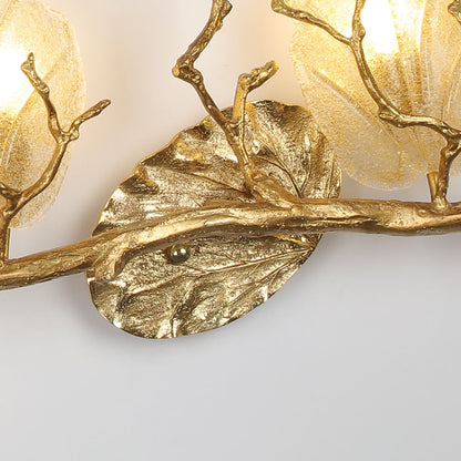 Wall – 2-Light Copper Leaves Lamp with Tree Branch Base