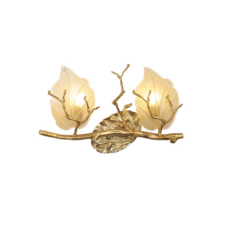 Wall – 2-Light Copper Leaves Lamp with Tree Branch Base