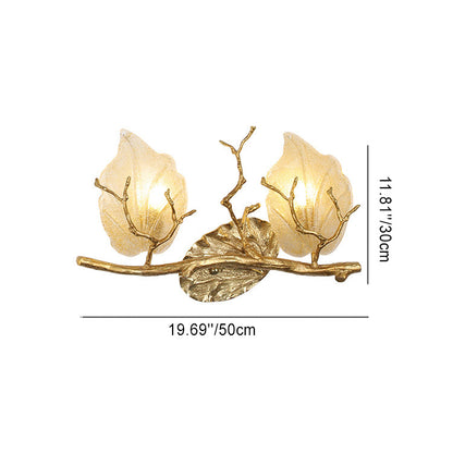 Wall – 2-Light Copper Leaves Lamp with Tree Branch Base