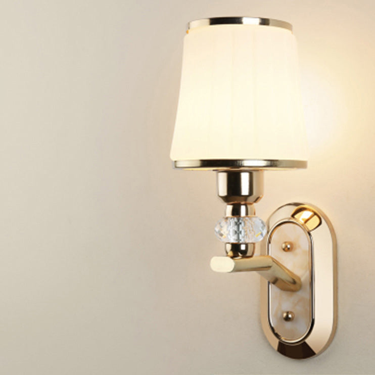 Wall – 1/2-Light Iron & Glass Tapered Lamp with Crystal