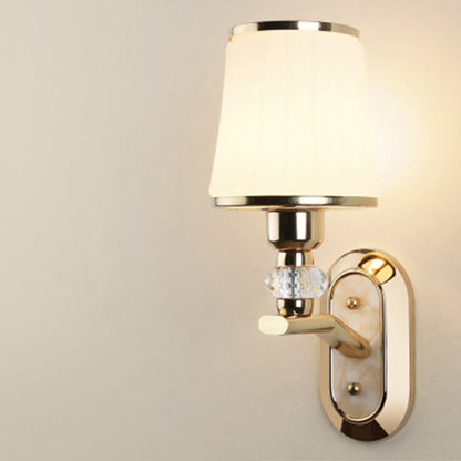 Wall – 1/2-Light Iron & Glass Tapered Lamp with Crystal
