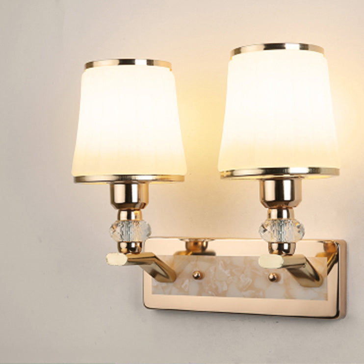 Wall – 1/2-Light Iron & Glass Tapered Lamp with Crystal