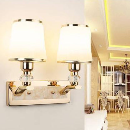 Wall – 1/2-Light Iron & Glass Tapered Lamp with Crystal