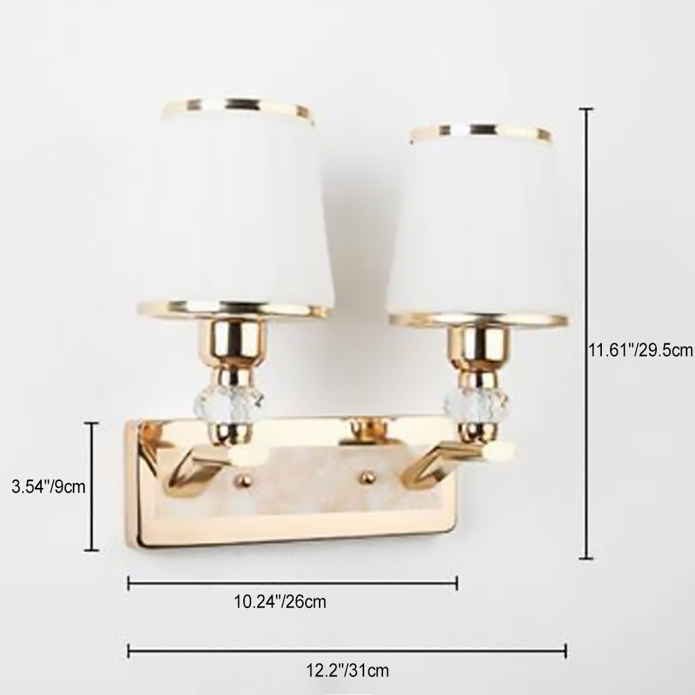 Wall – 1/2-Light Iron & Glass Tapered Lamp with Crystal