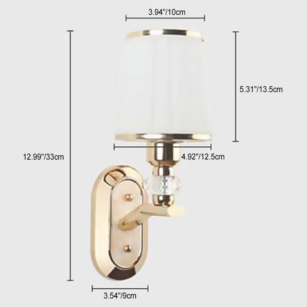 Wall – 1/2-Light Iron & Glass Tapered Lamp with Crystal