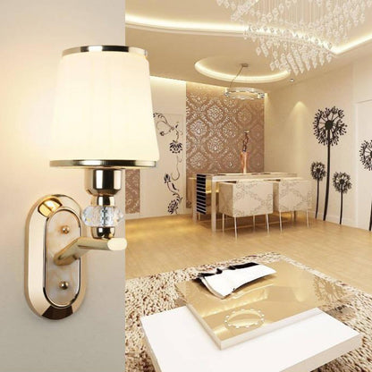 Wall – 1/2-Light Iron & Glass Tapered Lamp with Crystal
