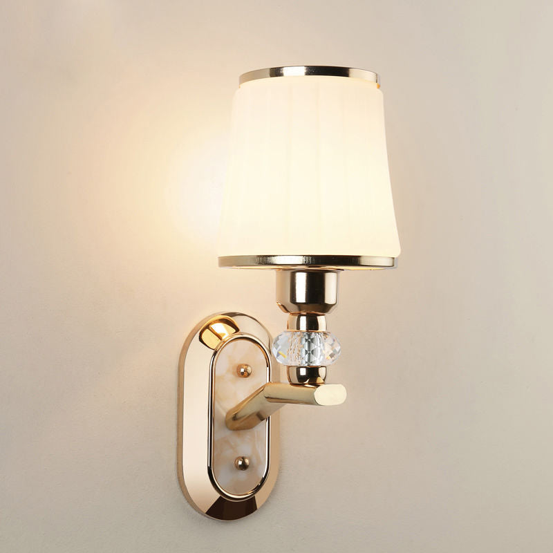 Wall – 1/2-Light Iron & Glass Tapered Lamp with Crystal