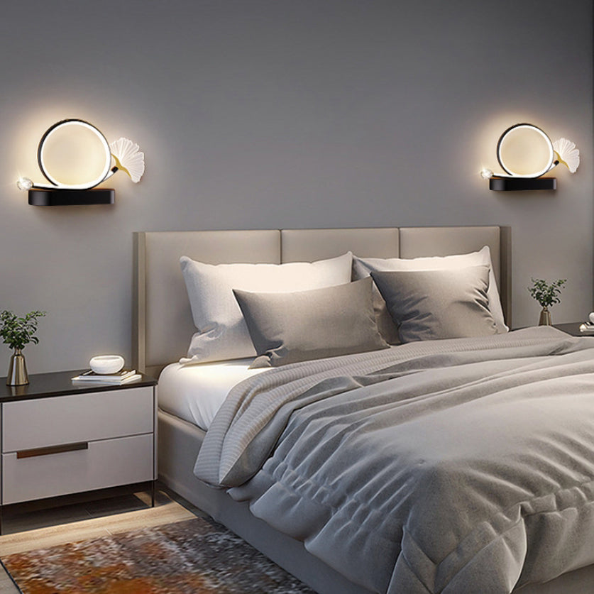 Wall – LED Ginkgo Biloba Circle Lamp in Iron & Acrylic
