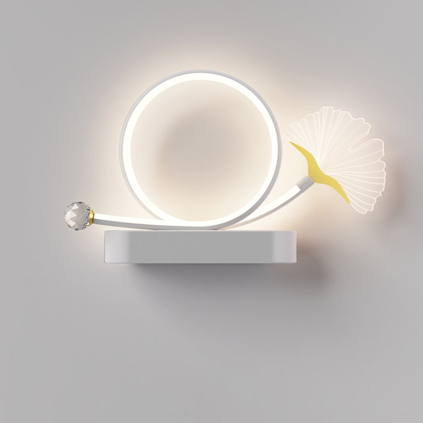 Wall – LED Ginkgo Biloba Circle Lamp in Iron & Acrylic