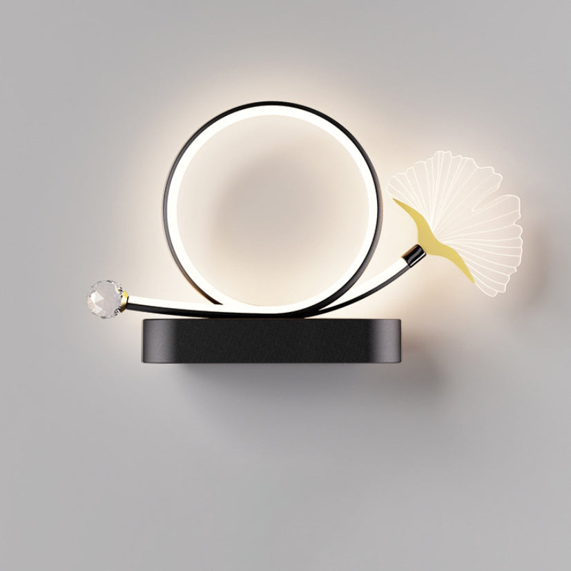 Wall – LED Ginkgo Biloba Circle Lamp in Iron & Acrylic