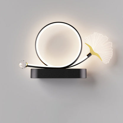 Wall – LED Ginkgo Biloba Circle Lamp in Iron & Acrylic