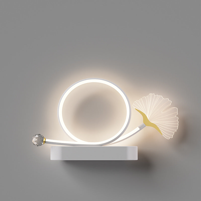 Wall – LED Ginkgo Biloba Circle Lamp in Iron & Acrylic