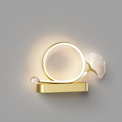Wall – LED Ginkgo Biloba Circle Lamp in Iron & Acrylic