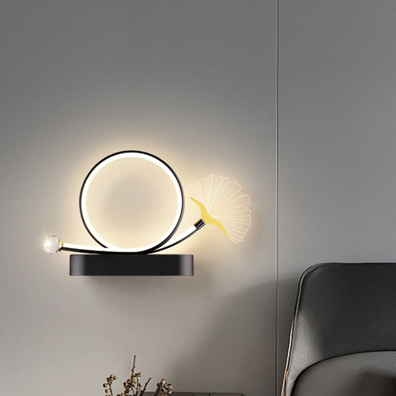 Wall – LED Ginkgo Biloba Circle Lamp in Iron & Acrylic