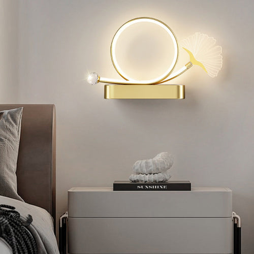 Wall – LED Ginkgo Biloba Circle Lamp in Iron & Acrylic