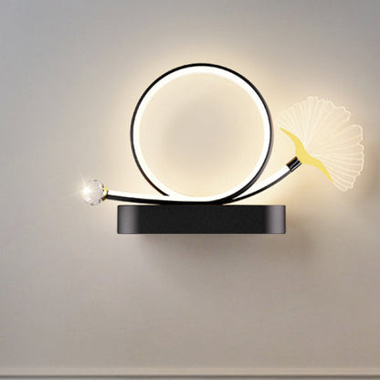 Wall – LED Ginkgo Biloba Circle Lamp in Iron & Acrylic