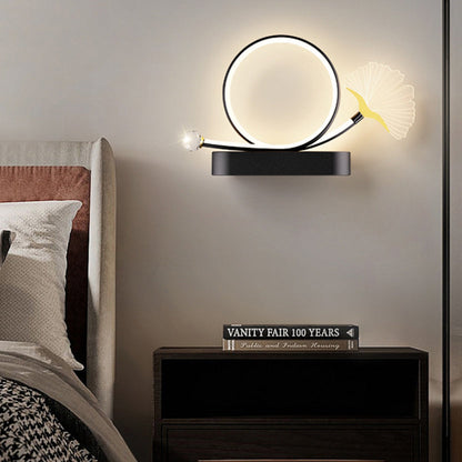 Wall – LED Ginkgo Biloba Circle Lamp in Iron & Acrylic