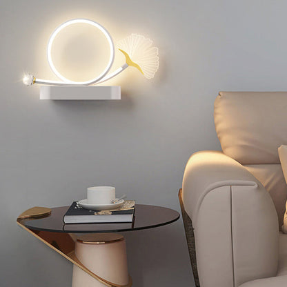 Wall – LED Ginkgo Biloba Circle Lamp in Iron & Acrylic