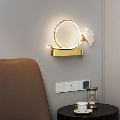 Wall – LED Ginkgo Biloba Circle Lamp in Iron & Acrylic