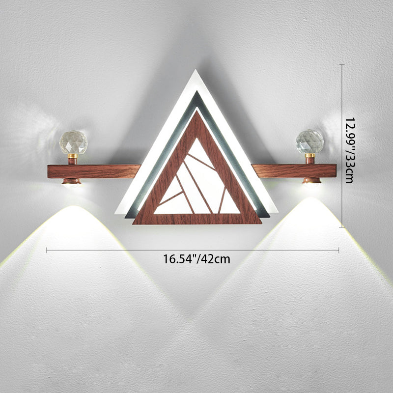 Chinese Triangle Iron Crystal Acrylic LED Wall Sconce Lamp