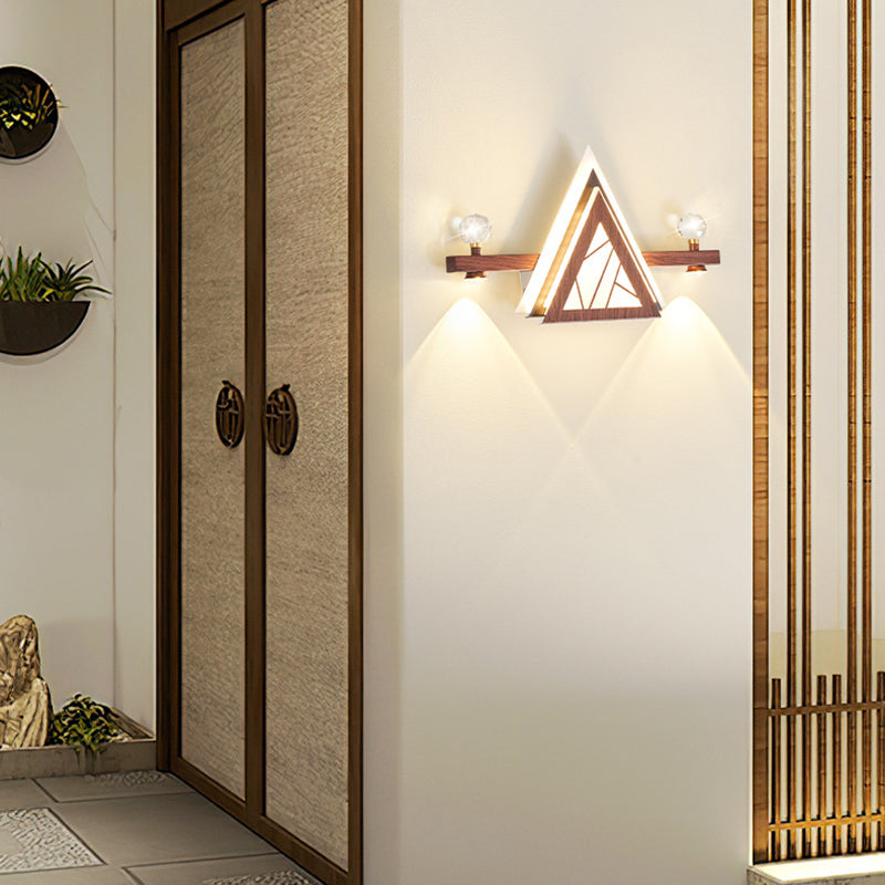 Chinese Triangle Iron Crystal Acrylic LED Wall Sconce Lamp