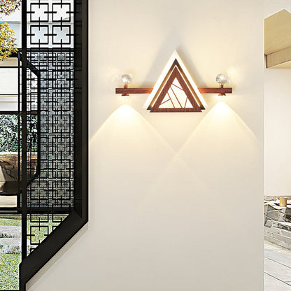 Chinese Triangle Iron Crystal Acrylic LED Wall Sconce Lamp