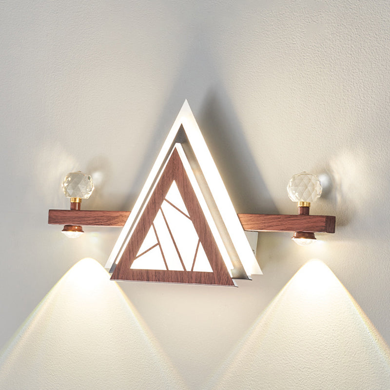 Chinese Triangle Iron Crystal Acrylic LED Wall Sconce Lamp