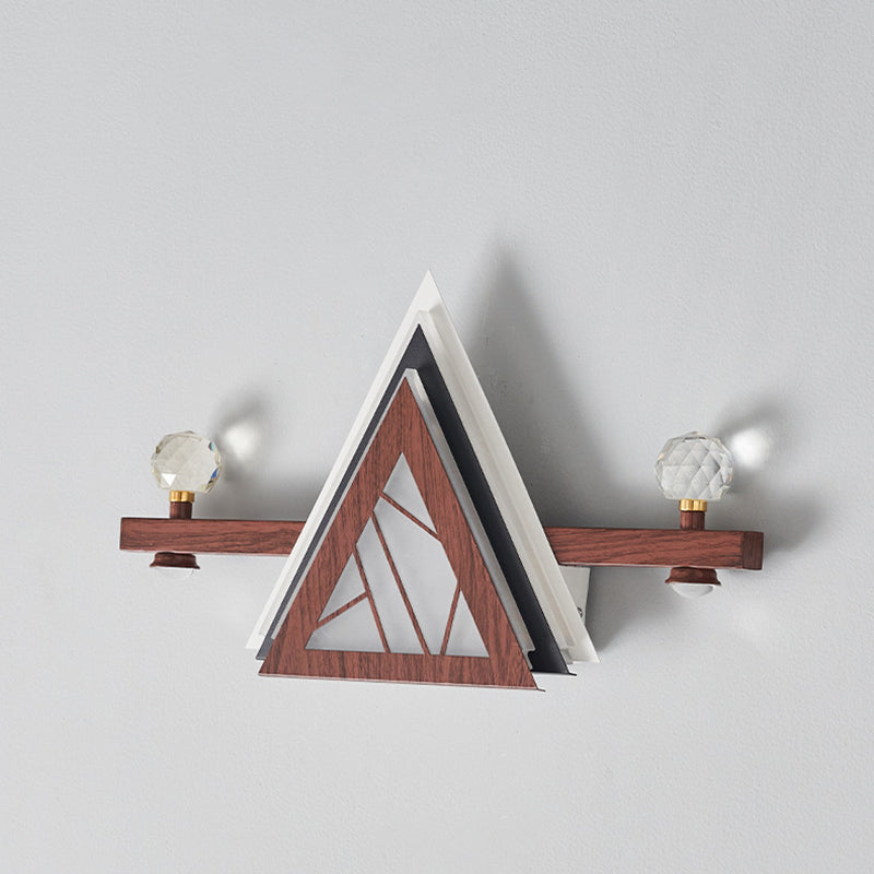 Chinese Triangle Iron Crystal Acrylic LED Wall Sconce Lamp