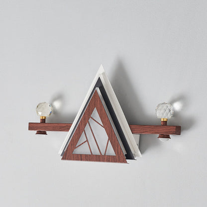 Chinese Triangle Iron Crystal Acrylic LED Wall Sconce Lamp