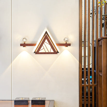 Chinese Triangle Iron Crystal Acrylic LED Wall Sconce Lamp
