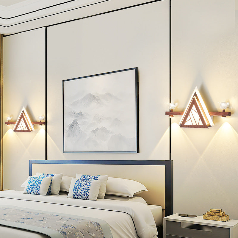 Chinese Triangle Iron Crystal Acrylic LED Wall Sconce Lamp