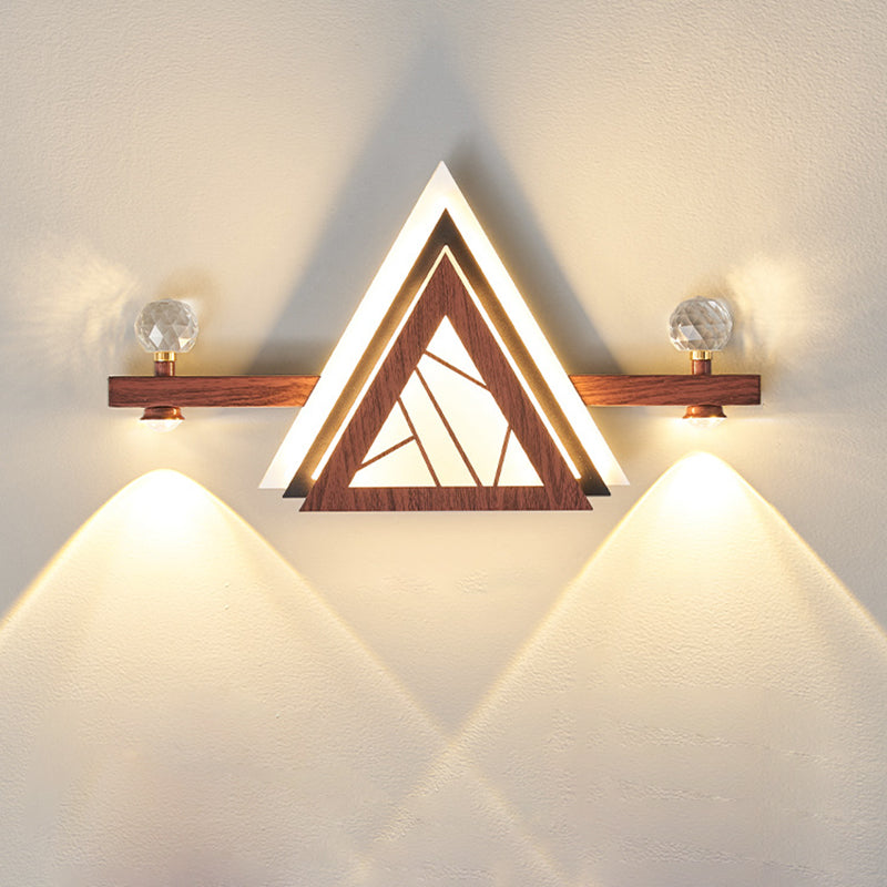 Chinese Triangle Iron Crystal Acrylic LED Wall Sconce Lamp