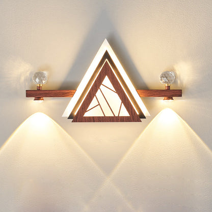 Chinese Triangle Iron Crystal Acrylic LED Wall Sconce Lamp