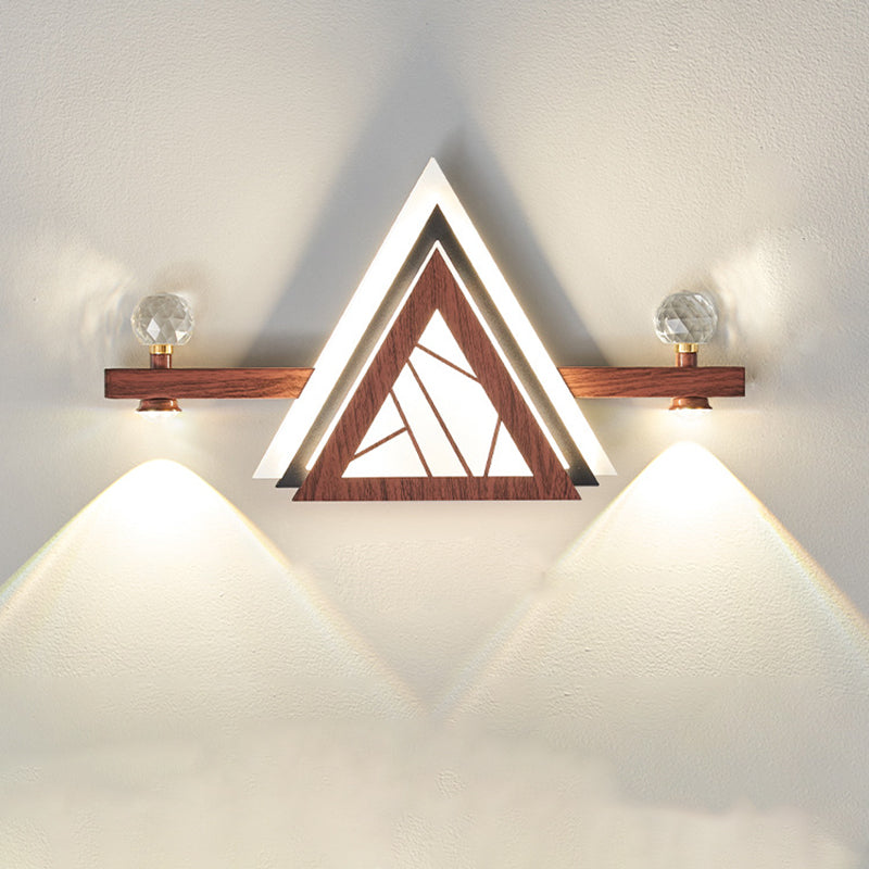 Chinese Triangle Iron Crystal Acrylic LED Wall Sconce Lamp