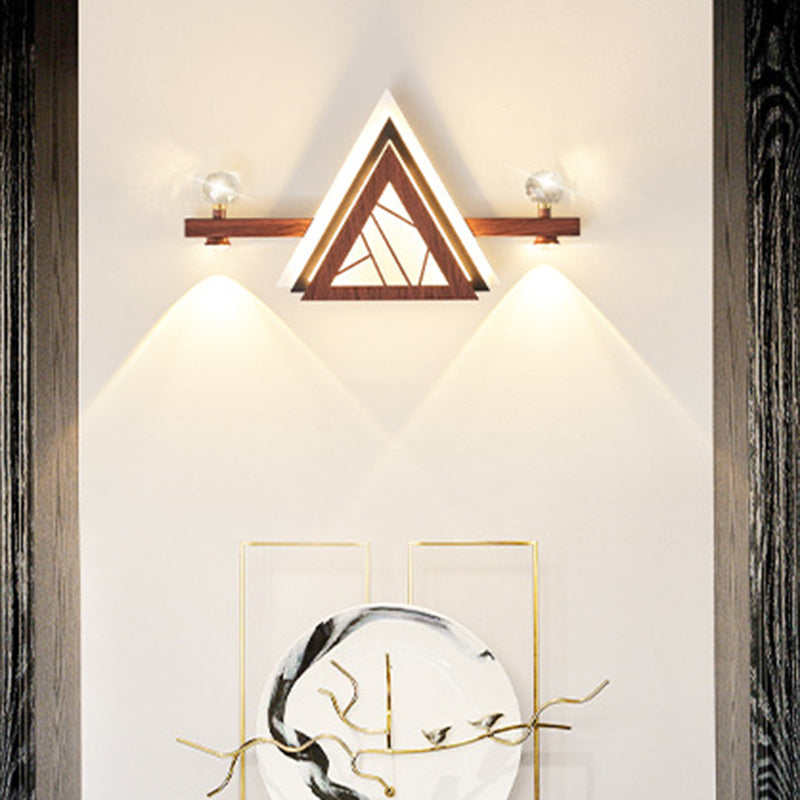 Chinese Triangle Iron Crystal Acrylic LED Wall Sconce Lamp