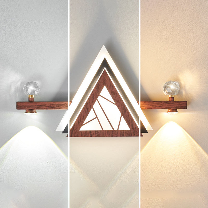 Chinese Triangle Iron Crystal Acrylic LED Wall Sconce Lamp