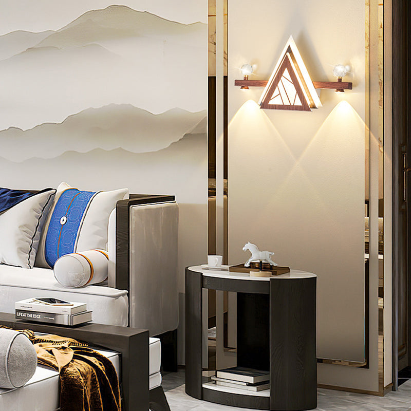 Chinese Triangle Iron Crystal Acrylic LED Wall Sconce Lamp