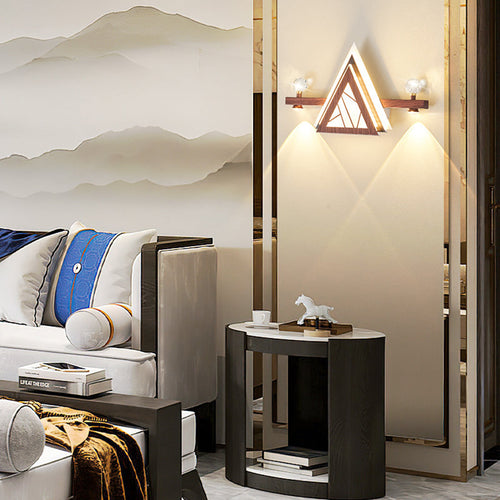 Chinese Triangle Iron Crystal Acrylic LED Wall Sconce Lamp