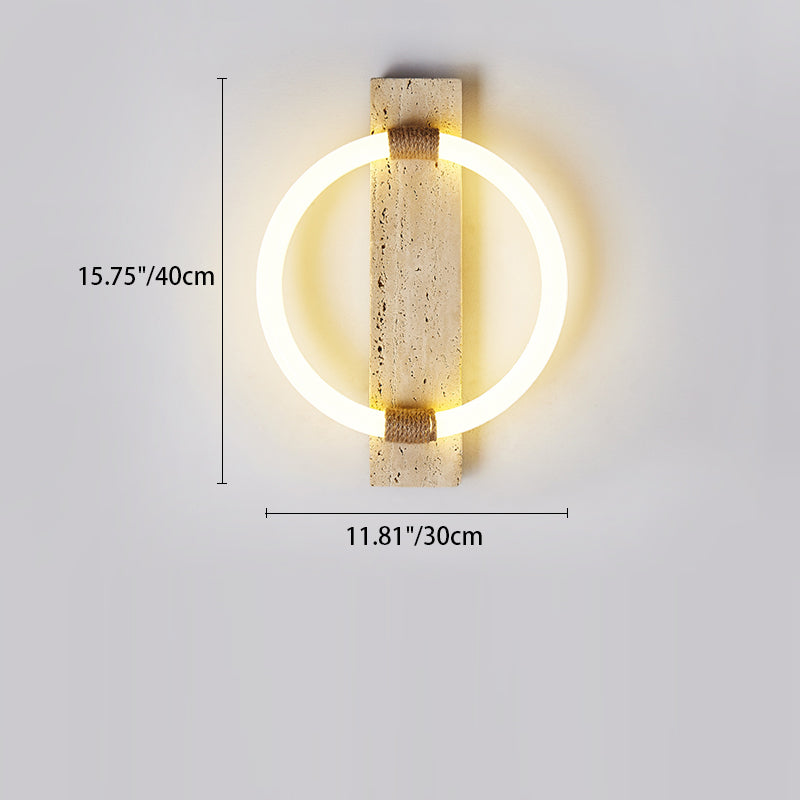 Circle Travertine Acrylic Hemp Rope LED Wall Sconce Lamp