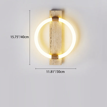 Circle Travertine Acrylic Hemp Rope LED Wall Sconce Lamp