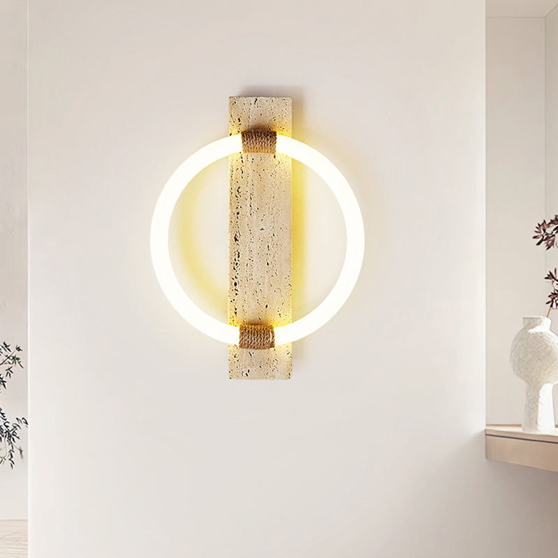 Circle Travertine Acrylic Hemp Rope LED Wall Sconce Lamp
