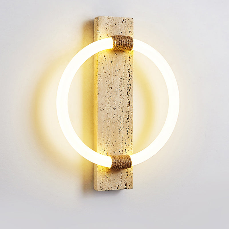 Circle Travertine Acrylic Hemp Rope LED Wall Sconce Lamp