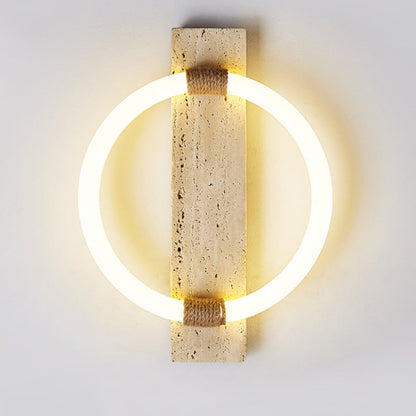 Circle Travertine Acrylic Hemp Rope LED Wall Sconce Lamp