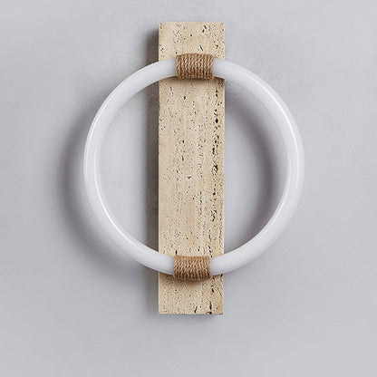 Circle Travertine Acrylic Hemp Rope LED Wall Sconce Lamp