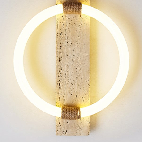 Circle Travertine Acrylic Hemp Rope LED Wall Sconce Lamp