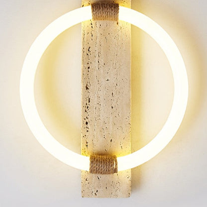 Circle Travertine Acrylic Hemp Rope LED Wall Sconce Lamp
