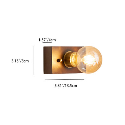Rectangular Wood Aluminum Glass 1-Light Wall Sconce Lamp