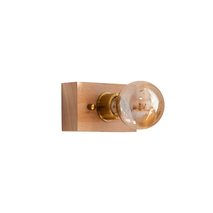 Rectangular Wood Aluminum Glass 1-Light Wall Sconce Lamp